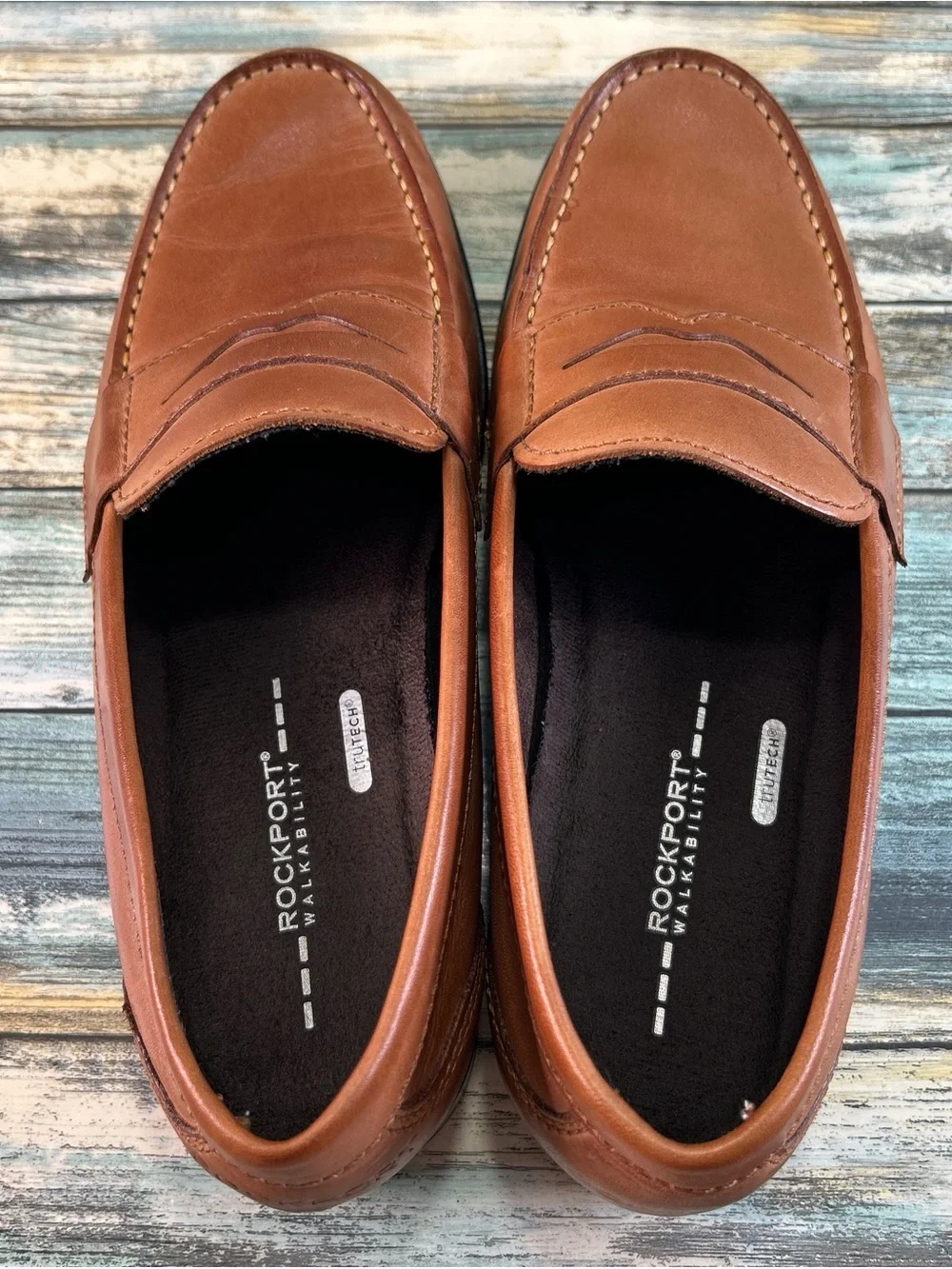 Rockport Penny Loafer Mens Size 9M Brown Leather Moc Toe Dress Work Comfort Shoe